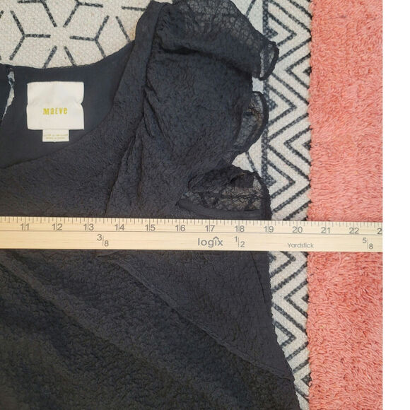 MAEVE FLUTTER RUFFLE CRINKLE SHEER IN BLACK, SZ 10P - Picture 10 of 13